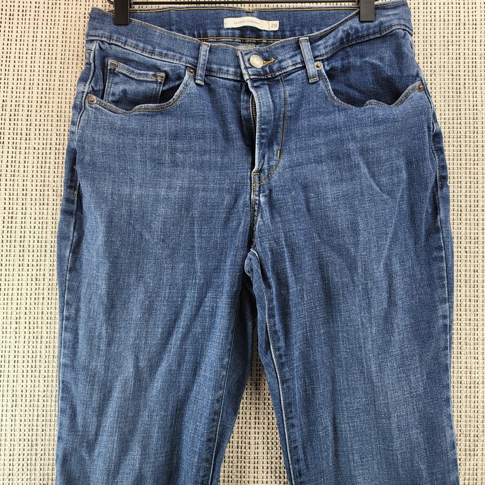 Levis Classic Straight Jeans Womens 28‎ Blue Denim Mid Rise Five Pocket